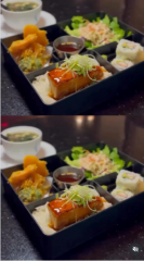 All bento boxes come with vegetable tempura, house salad, maki roll & a miso soup????